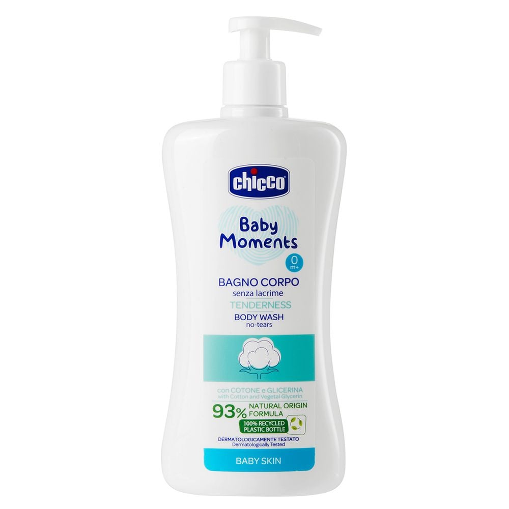 Гель-шампунь Chicco Baby Moments "Без слез" с хлопком и глицерином, 500 мл, 0+