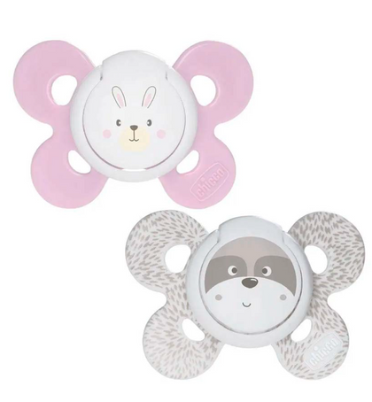 Qizlar uchun Chicco Physio Forma Comfort silikon emzik 0-6m, 2 dona.
