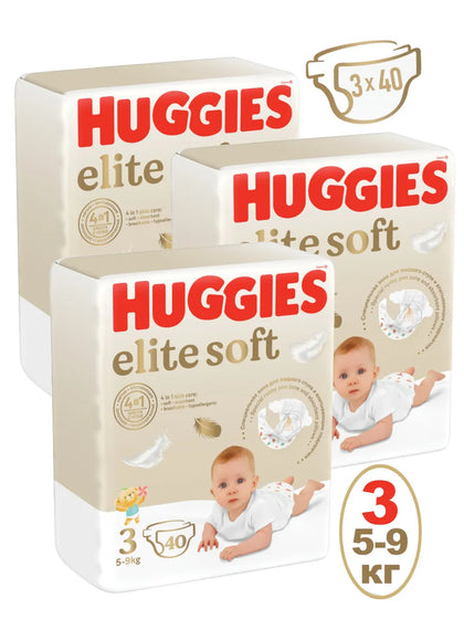 Подгузники Huggies Elite Soft размер 3 (5-9 кг) 40 шт