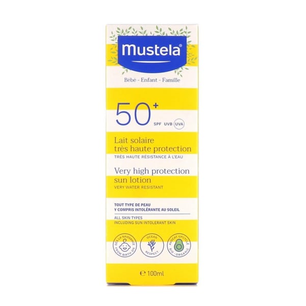 Солнцезащитный лосьон Mustela SPF50+ органический 100 мл для детей 0+