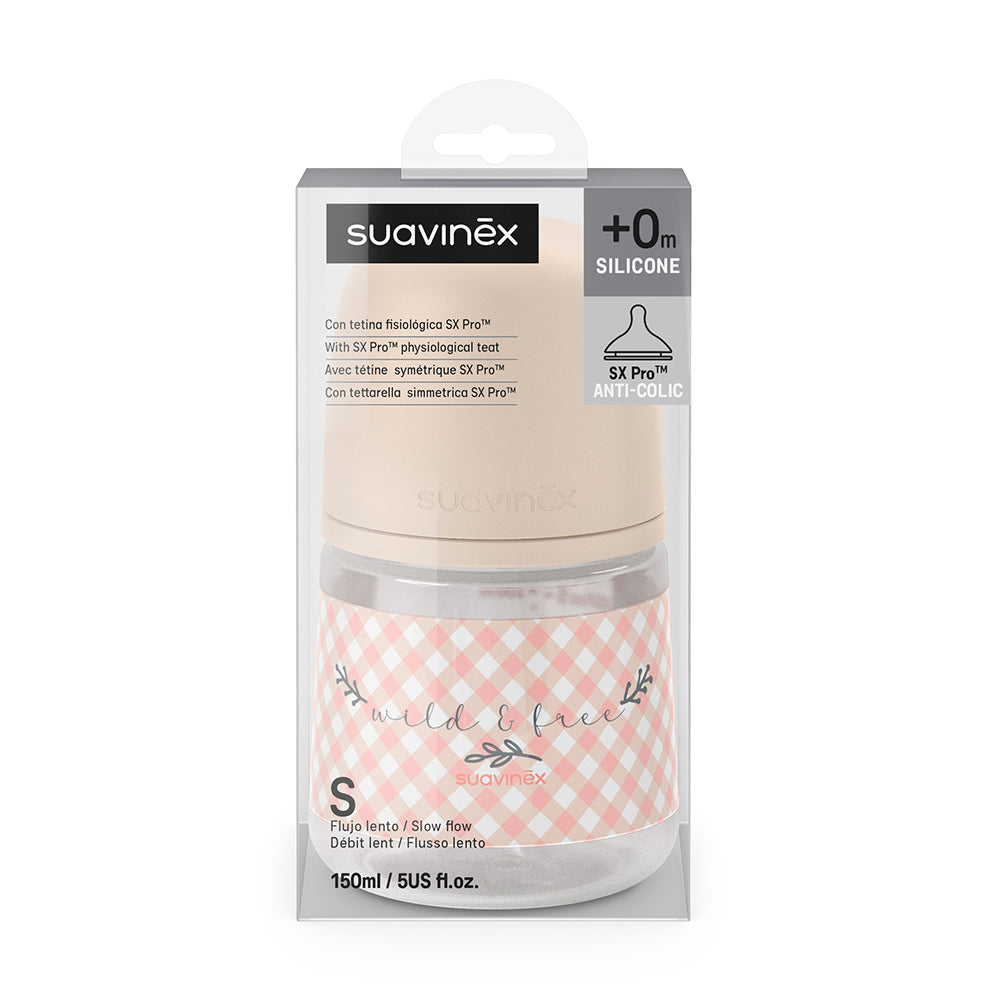 Suavinex SX Pro butilka 150 ml 0 oy+ pushti, sekin oqim