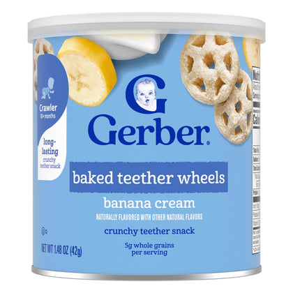 Прорезыватели Gerber Teether Wheels хрустящие с банановым кремом, 12+ мес