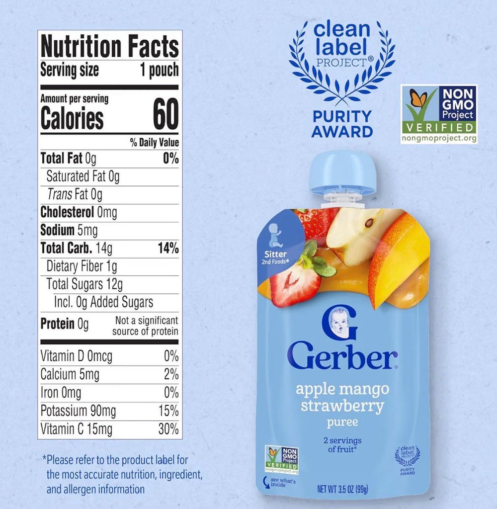 Детское пюре Gerber в мягкой упаковке 100 г, 4 вкуса, с 6 месяцев