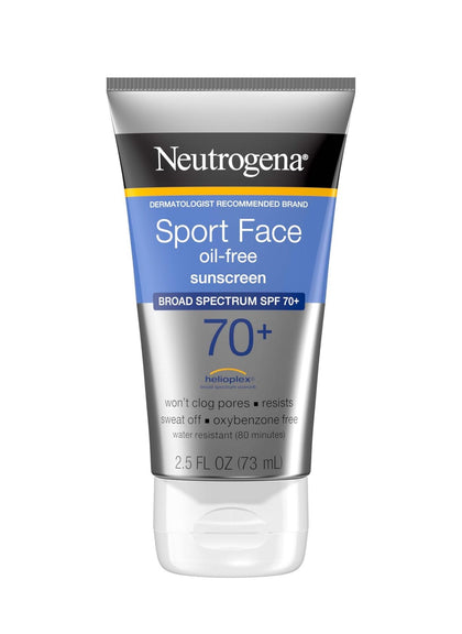 Neutrogena Sport yuz uchun quyoshdan himoya kremi SPF 70+ 73 ml yog'siz yuz losoni