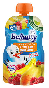 Bellakt пюре Фруктово-ягодный коктейль груша банан малина 90 г 6+