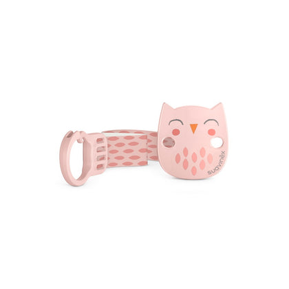 Держатель для пустышки Suavinex BONHOMIA OWL розовый с клипсой