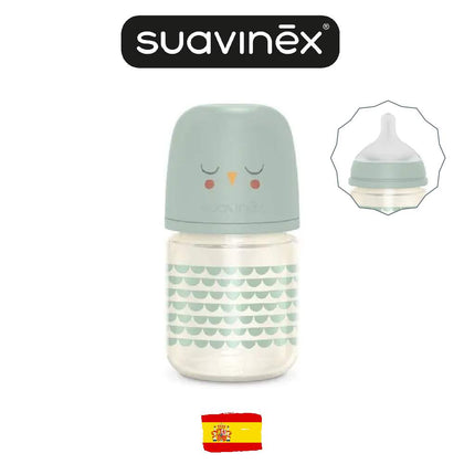 Бутылочка Suavinex Birales 120 мл стеклянная зелёная