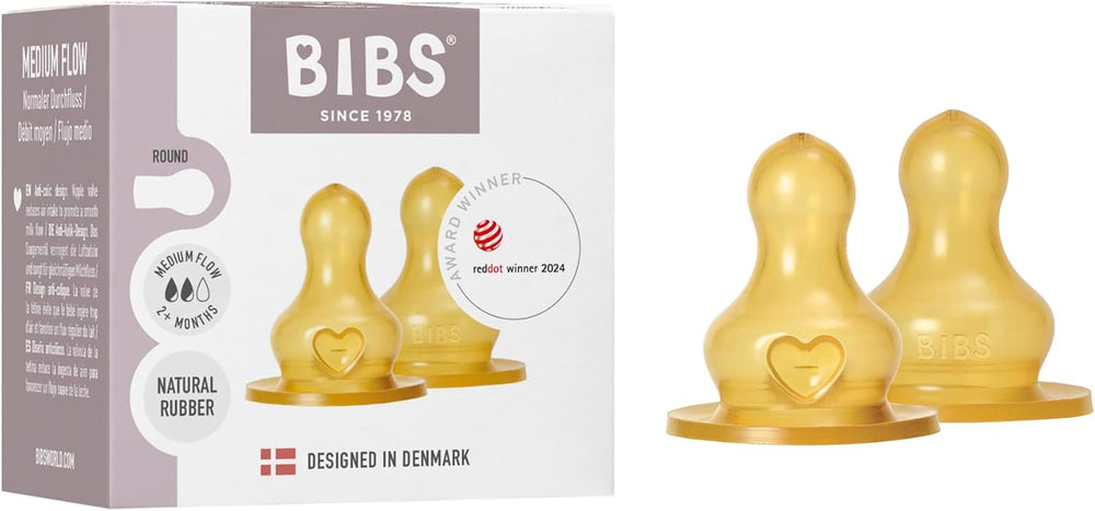 Соски BIBS Round латексные 2 шт, средний поток, 2 мес+