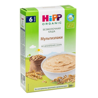 HiPP ko'p don kashah, sut yo'q, organik, 6 oydan 200 g