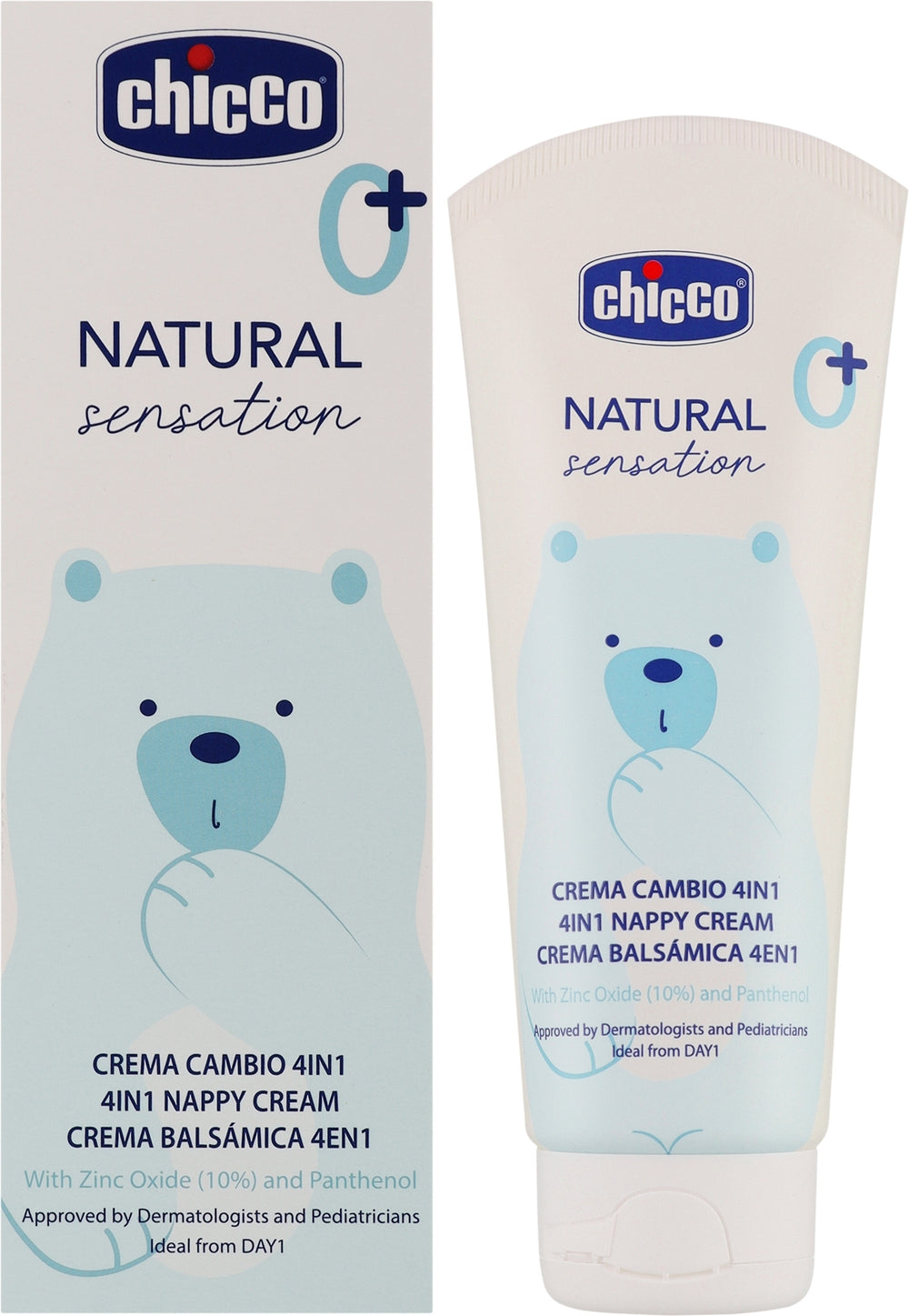 Chicco Natural Sensation 4 tasi 1 da himoya kremi (sink va pantenol bilan), 100 ml