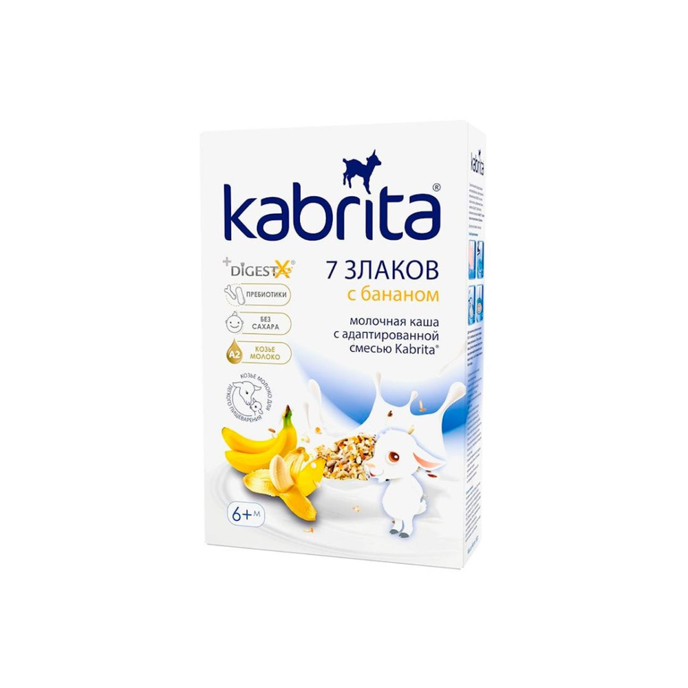 Kabrita каша 7 злаков с бананом 180 г на козьем молоке для детей с 6 месяцев