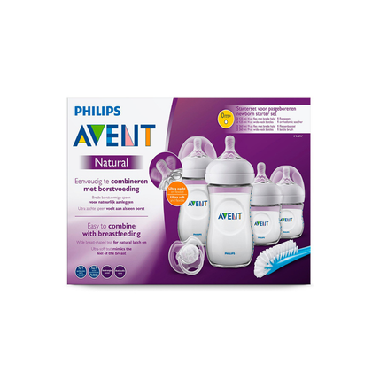 Avent Natural Blue BPA-Free Yangi tug'ilgan chaqaloq butilkasi to'plami