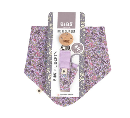 BIBS x Liberty bib va ushlagich to'plami, romashka maysazori, binafsha osmon
