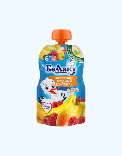 Bellakt meva-rezavoriy kokteyil püresi: nok, banan, malina 90 g, 6+ oylik