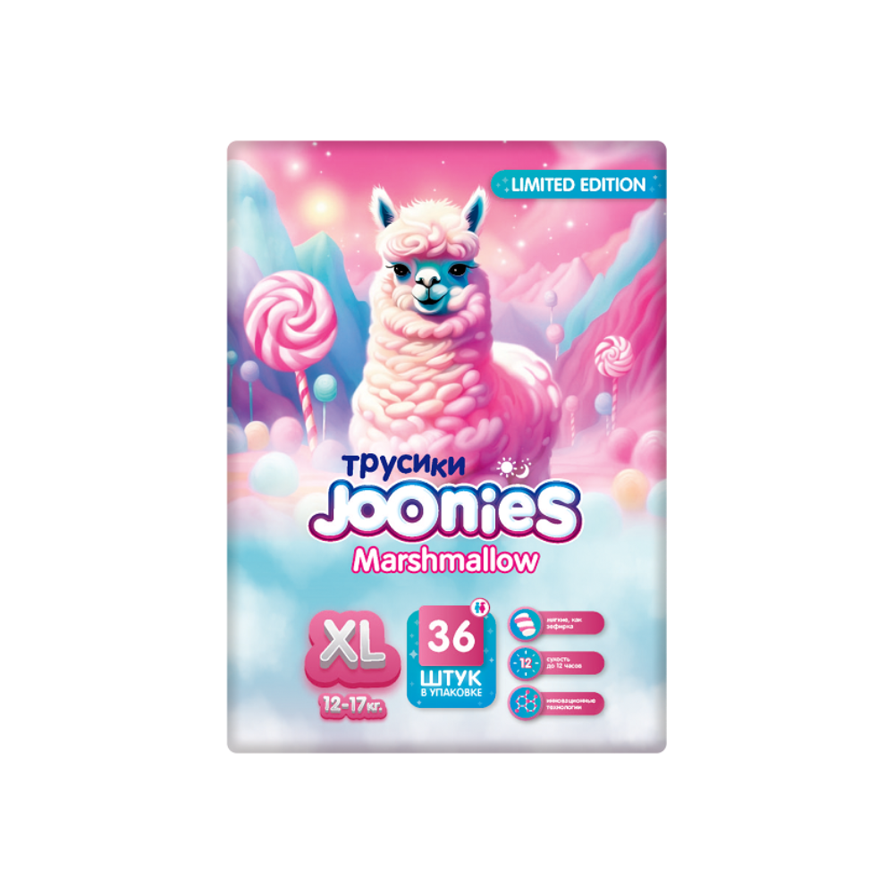 JOONIES Marshmallow XL (12-17 kg) taglik-trusiklar, 36 dona