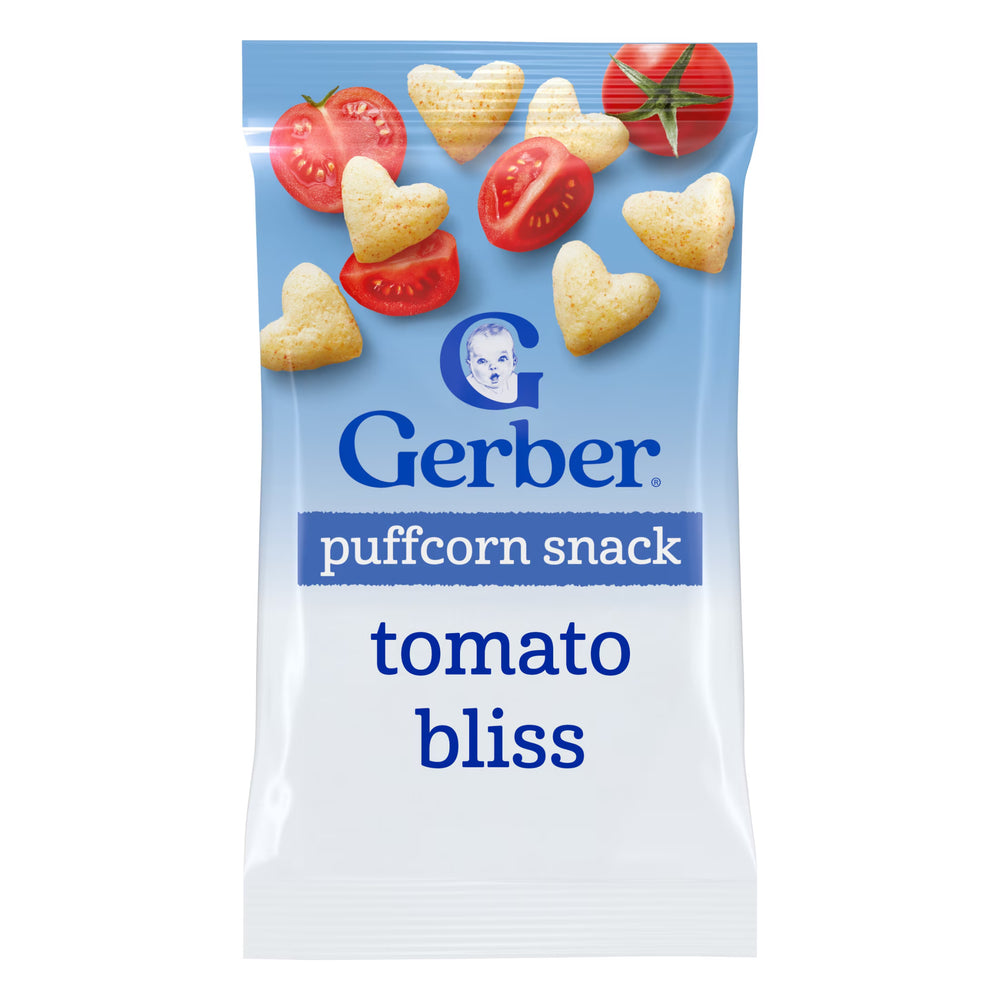 Bolalar uchun Gerber Lil' Crunchies Garden Tomato sneklari temir va E vitamini bilan, 8+ oy.
