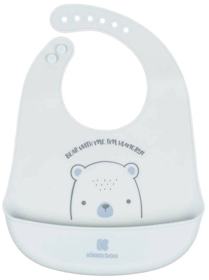 Silikonli ko'krakcha Kikkaboo Bear With Me ovqat uchun cho'ntakli 4+ oy