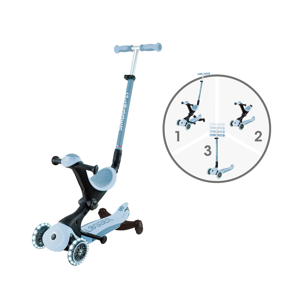 Самокат Globber Go Delux Lights Ecologic 360 Blueberry 3-в-1