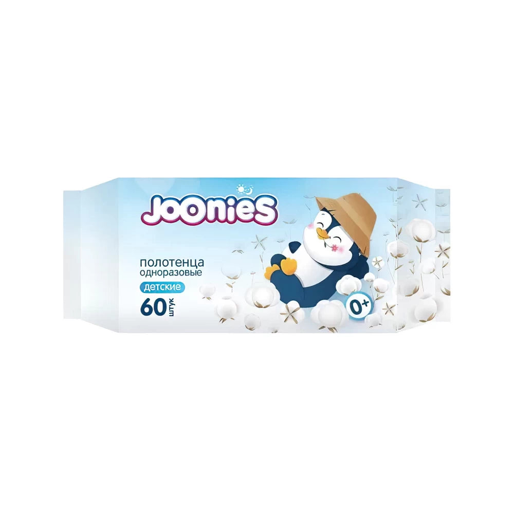 Bir martalik bolalar sochiqlari Joonies, 60 dona