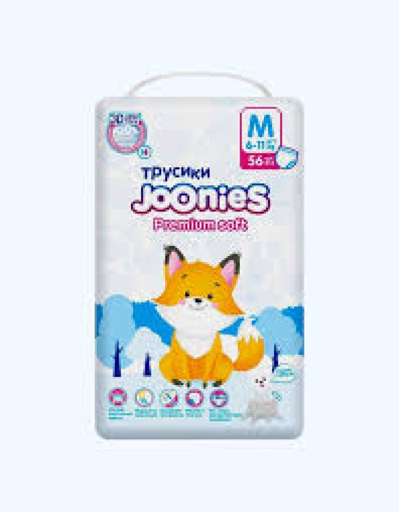 Joonies Premium Soft taglik-trusiklar, M o'lcham (6-11 kg), 56 dona