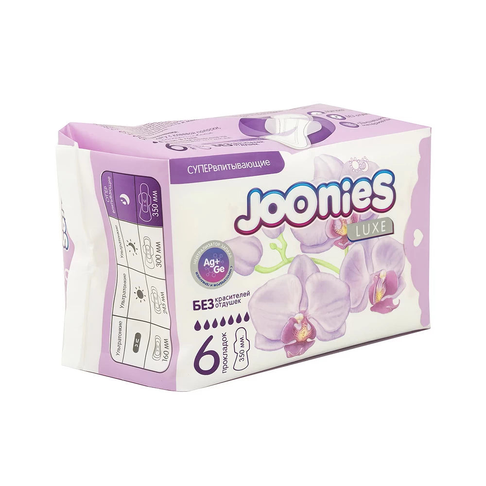 Ayollar tungi prokladkalari Joonies Luxe Extra Night, 6 dona