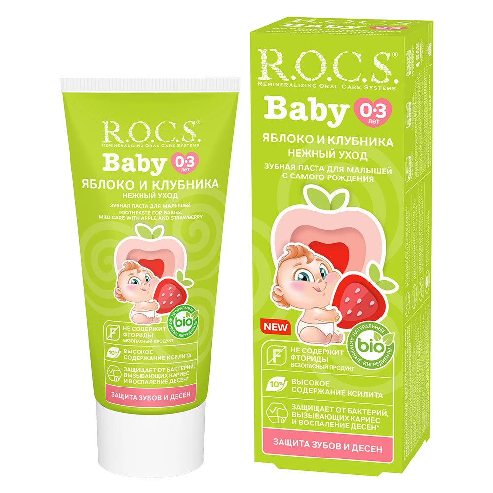 R.O.C.S. Baby tish pastasi "Olma-Qulupnay", 45 g