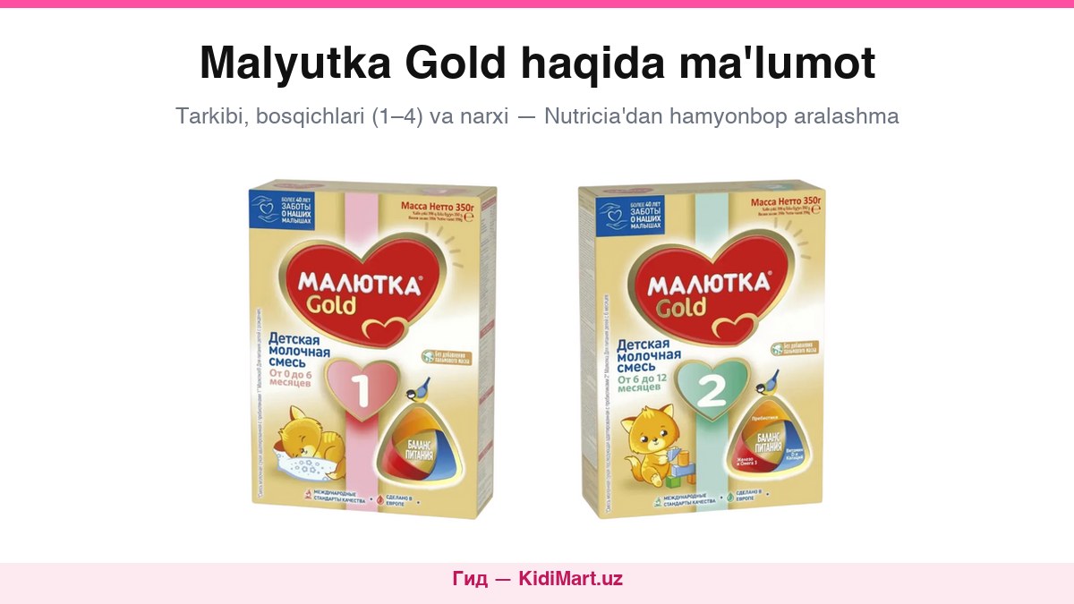 Molochnaya smes Malyutka GOLD 1 i 2 — obzor KidiMart