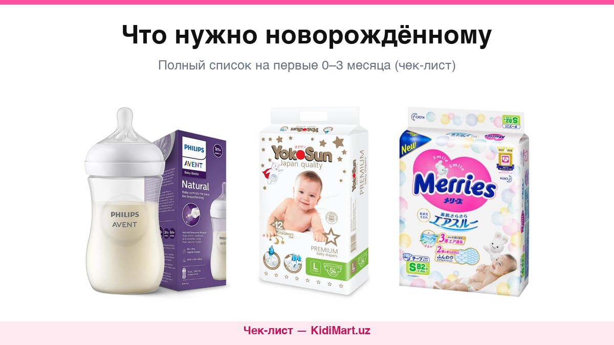 Список покупок для новорождённого на 0-3 месяца