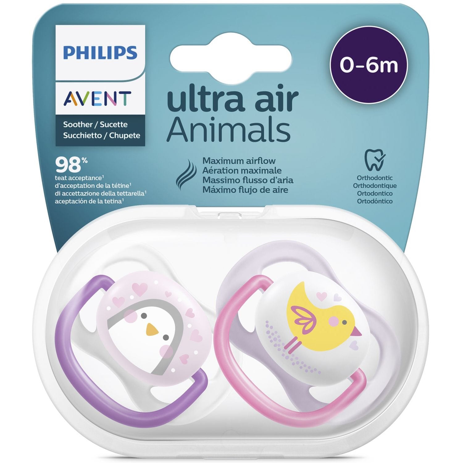 Philips Avent Ultra Air пустышка силиконовая 0-6 месяцев 2 шт