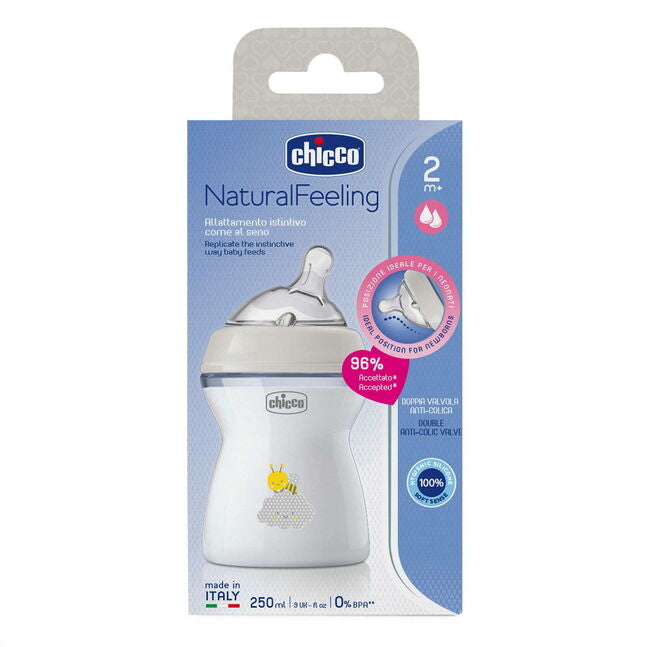 Бутылочка Chicco Natural Feeling 250 мл средний поток от 2 месяцев