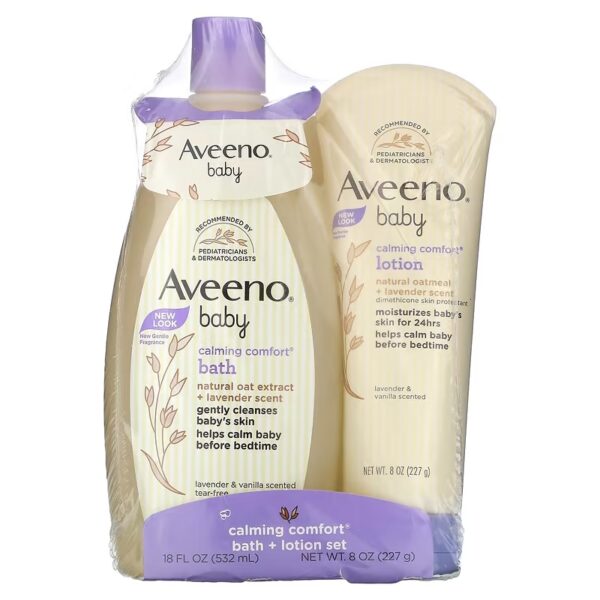 Aveeno Baby успокаивающий набор для ванны и лосьон с лавандой