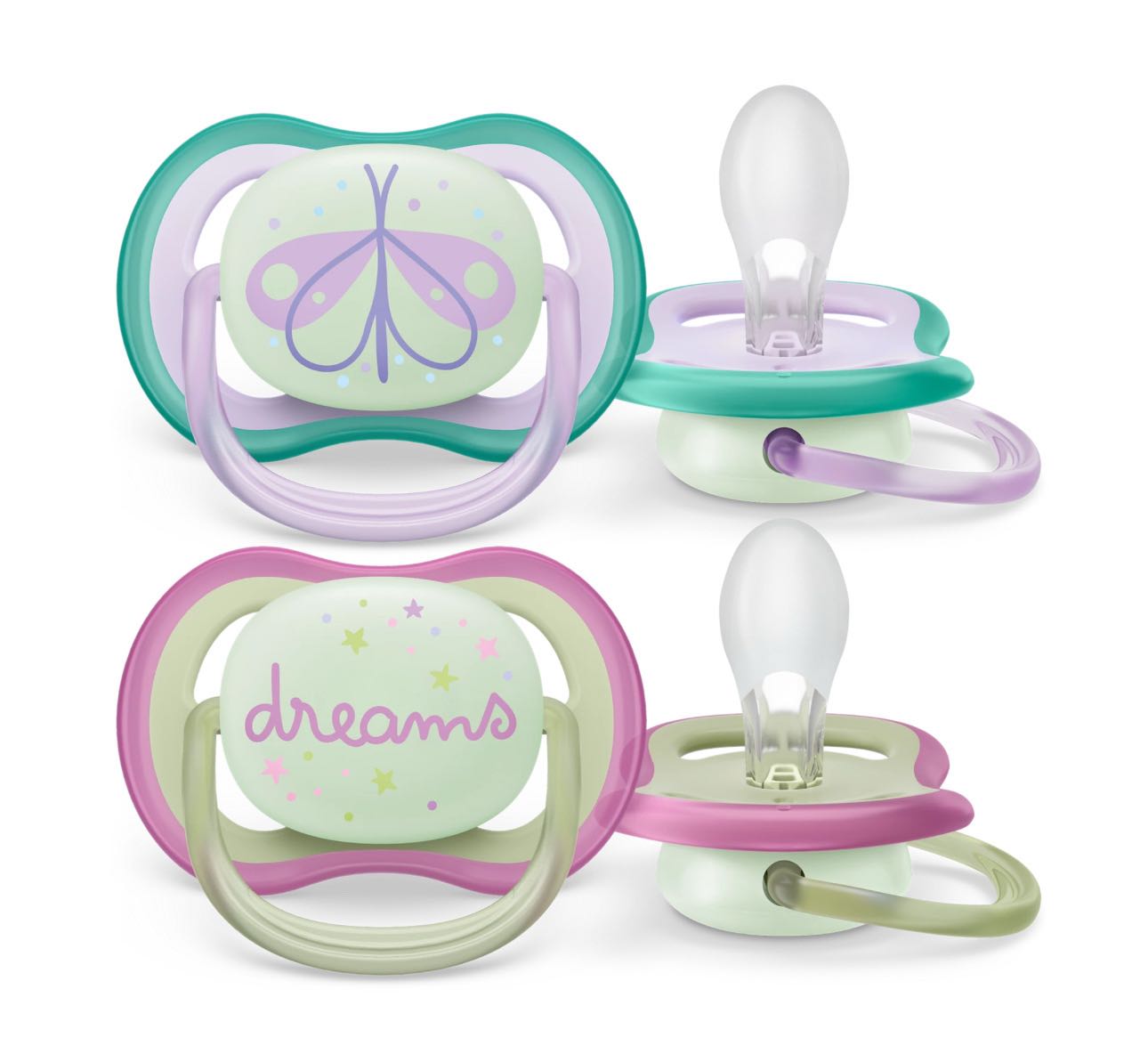 Соска-пустышка Philips Avent Ultra Air Night светящаяся 0-6 месяцев 2 шт