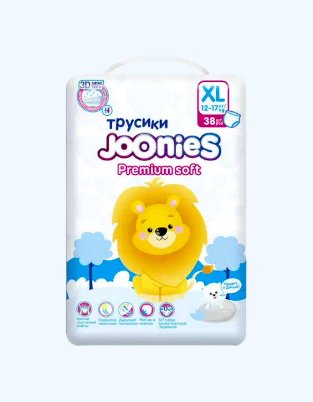 JOONIES Premium Soft XL (12-17 kg) taglik-trusiklar, 38 dona