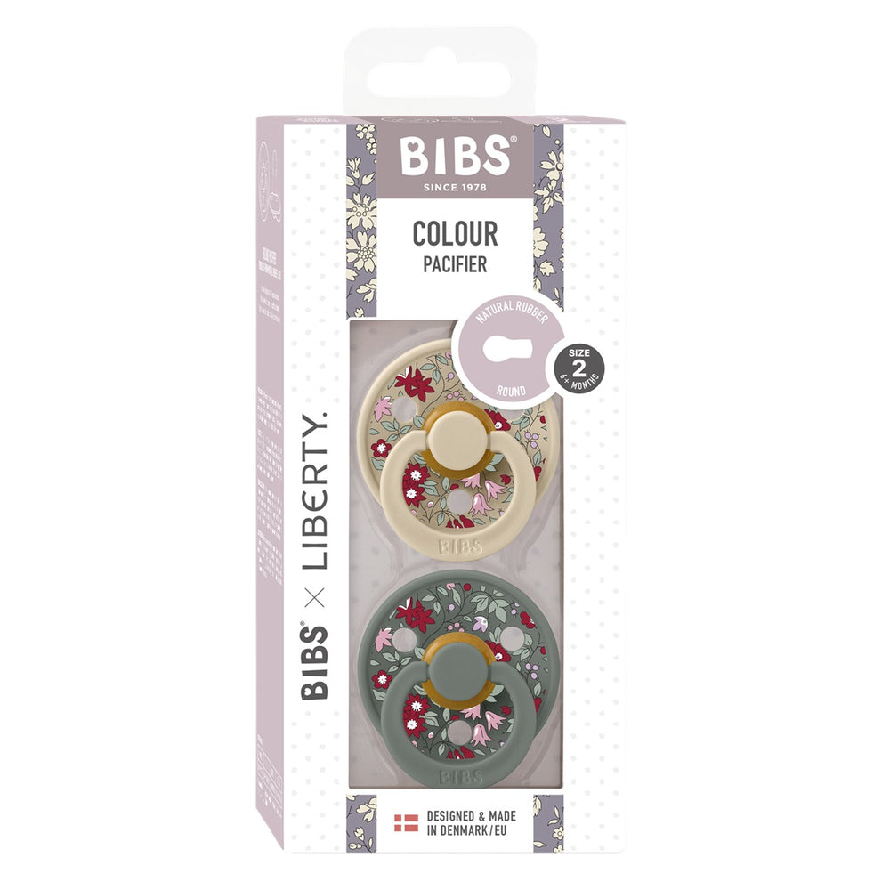 BIBS x Liberty Moychechak maysa so'rg'ichlari (Lateks, o'lcham 1, qarag'ay aralashmasi, 0-6 oy), 2 dona.