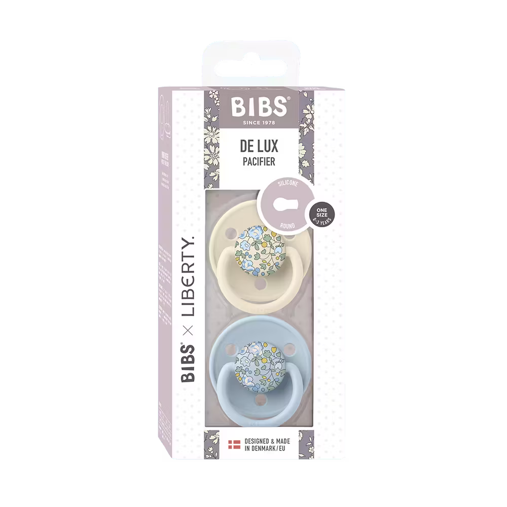 Пустышки BIBS x Liberty De Lux силиконовые набор 2 шт. Baby Blue Mix