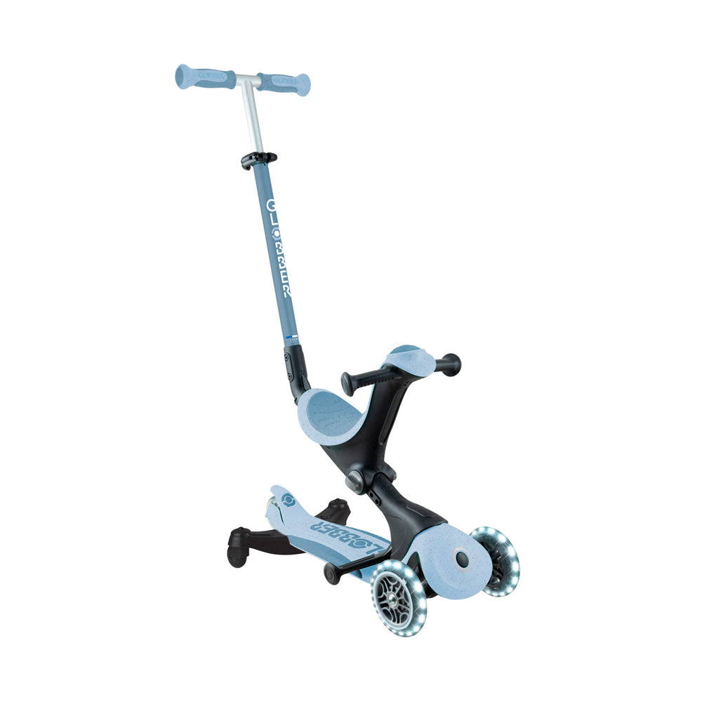 Globber Go Deluxe LIGHTS ECOLOGIC 360° bolalar samokati, 3-in-1, 4 xil rangda