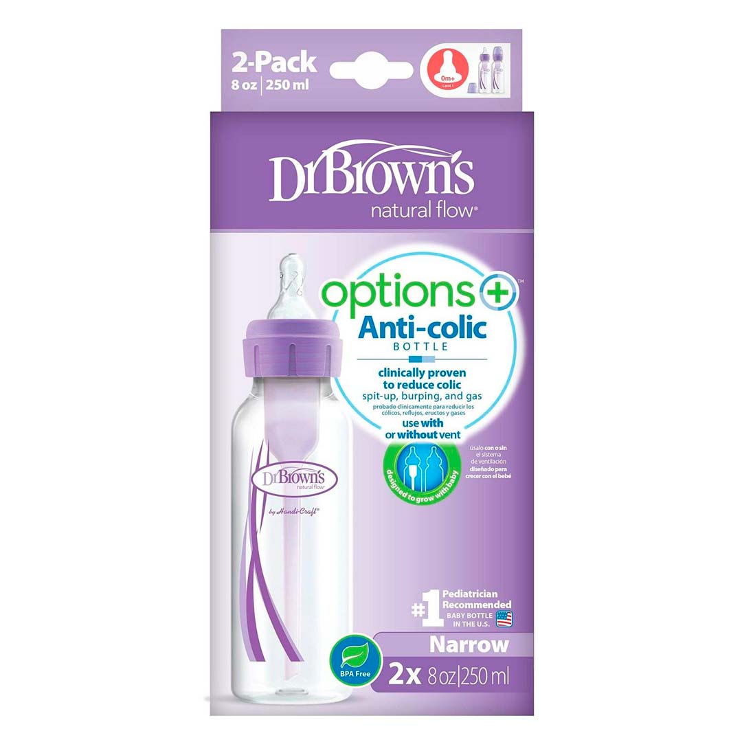 Бутылка Dr. Brown's Option+ узкая 250 мл фиолетовая 2 шт