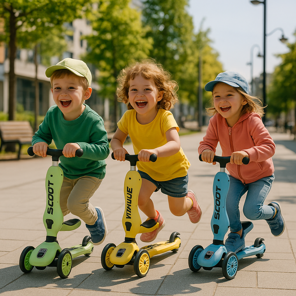 Scoot&Ride HighwayKick 1 skuter-katalka, 50 kg gacha, o'rindiq va savat bilan