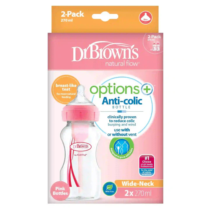 Бутылка Dr. Brown's Options+ полипропилен 270 мл розовая