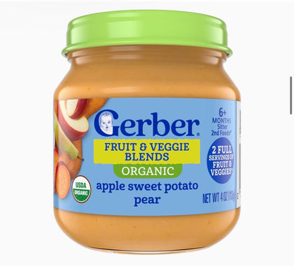 Пюре Gerber Organic яблоко, батат, груша 113 г, с 6 мес