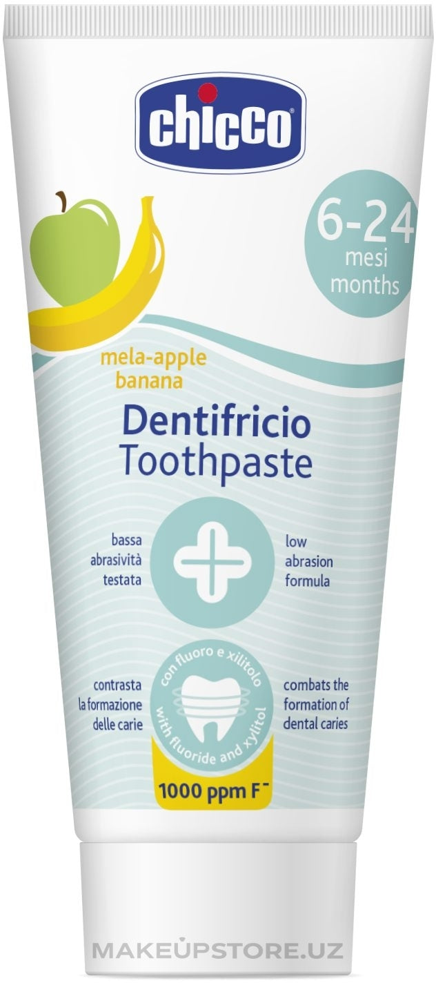 Chicco tish pastasi, olma-banan, ftorsiz, 6-24 oy, 50 ml