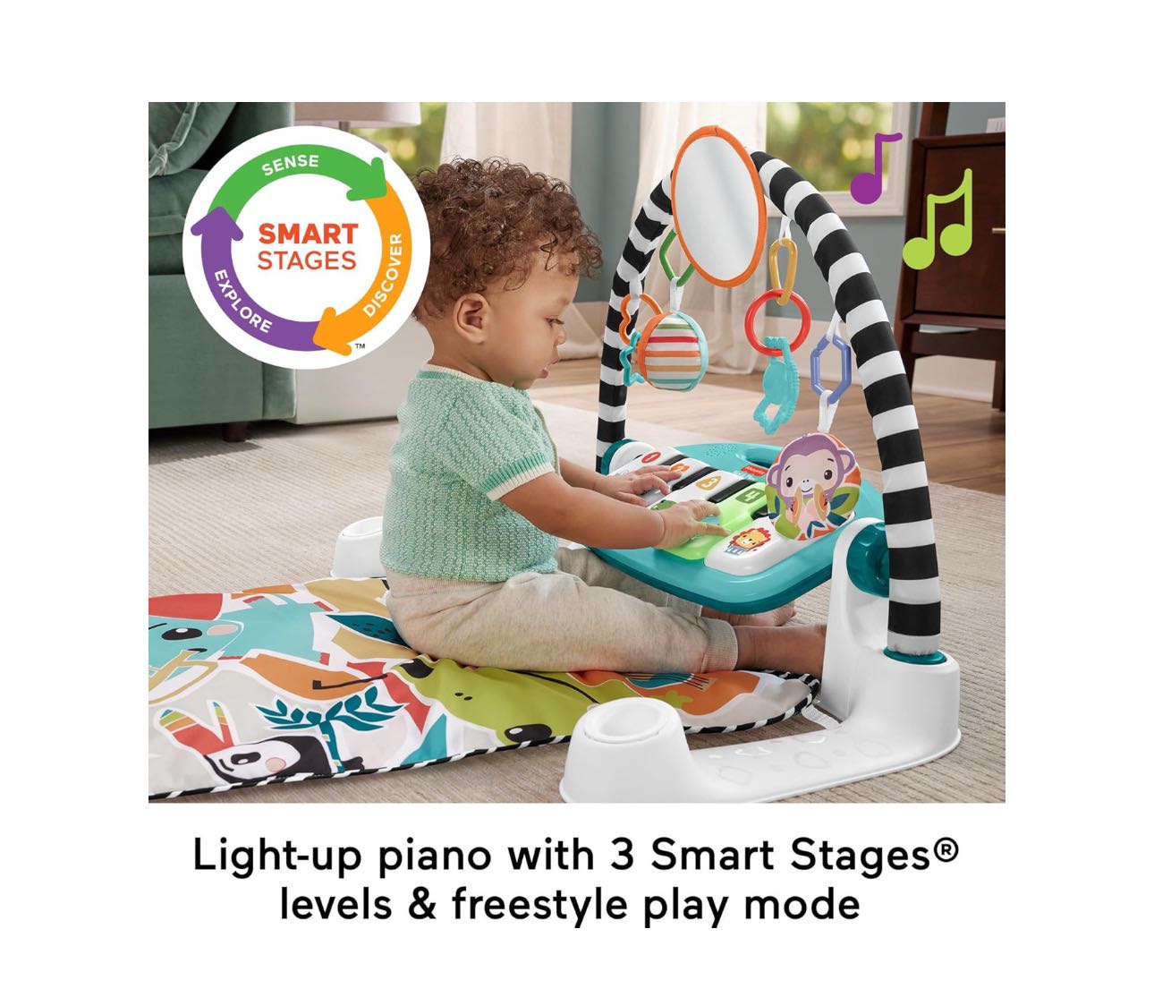 Игровой коврик Fisher-Price Glow and Grow Kick & Play для детей 0-12 месяцев