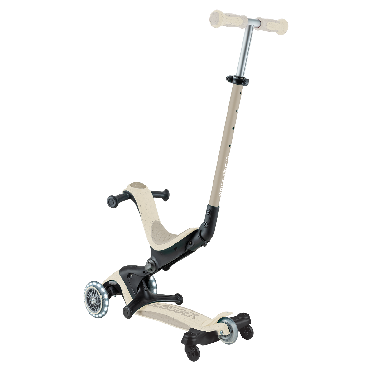 Самокат Globber Go Delux Lights Ecologic 360 с LED-колесами TAUPE/DARK