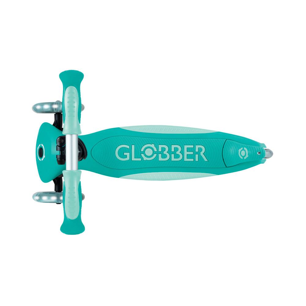 Самокат трёхколёсный Globber Go Luxe Flash Lights мятный со светящимися колёсами