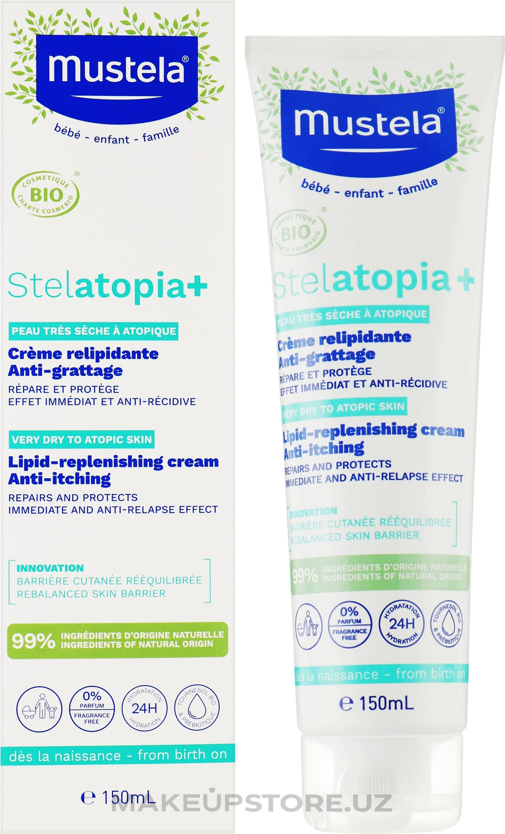 Mustela Stelatopia+ qichishishga qarshi lipid tiklovchi krem 150 ml