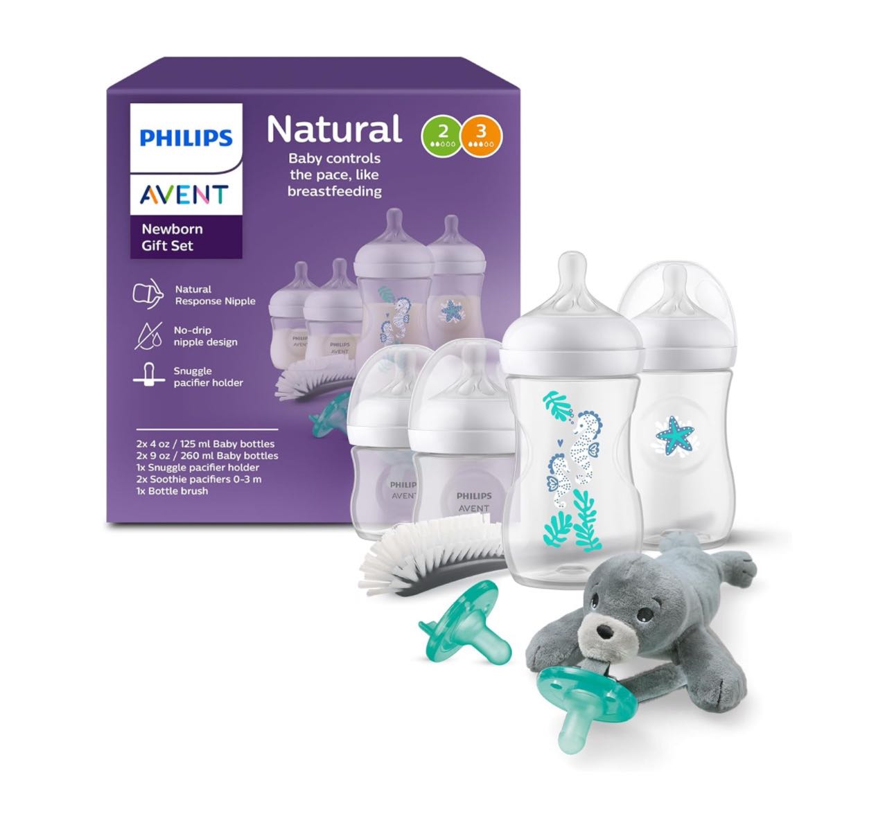 Подарочный набор Philips Avent Natural Baby с бутылочками и игрушкой