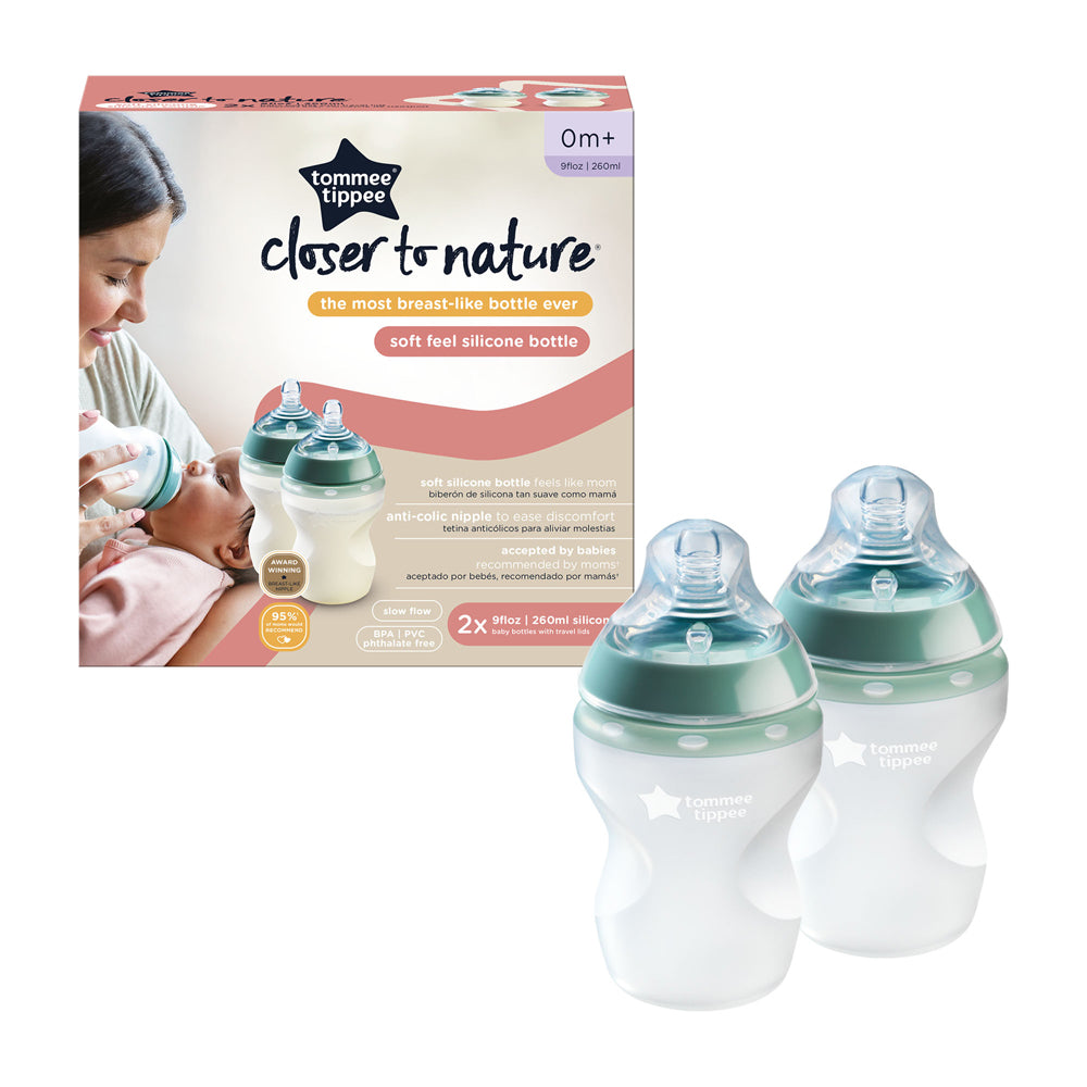 Бутылочка Tommee Tippee силиконовая 250 мл с антиколиковым клапаном