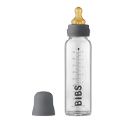 BIBS Бутылочка для кормления 225 мл стекло антиколиковая серая