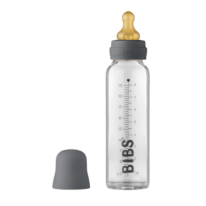 BIBS Oziqlantiruvchi Butilka 225 ml, kulrang, shisha, kolikaga qarshi tizim