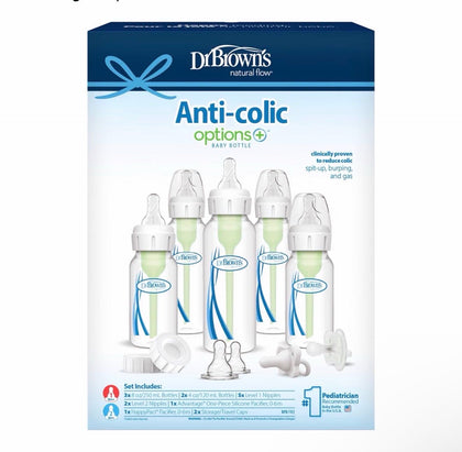 Dr. Brown's Options+ tor butilkalar sovg'a to'plami, 120 va 250 ml, 0+
